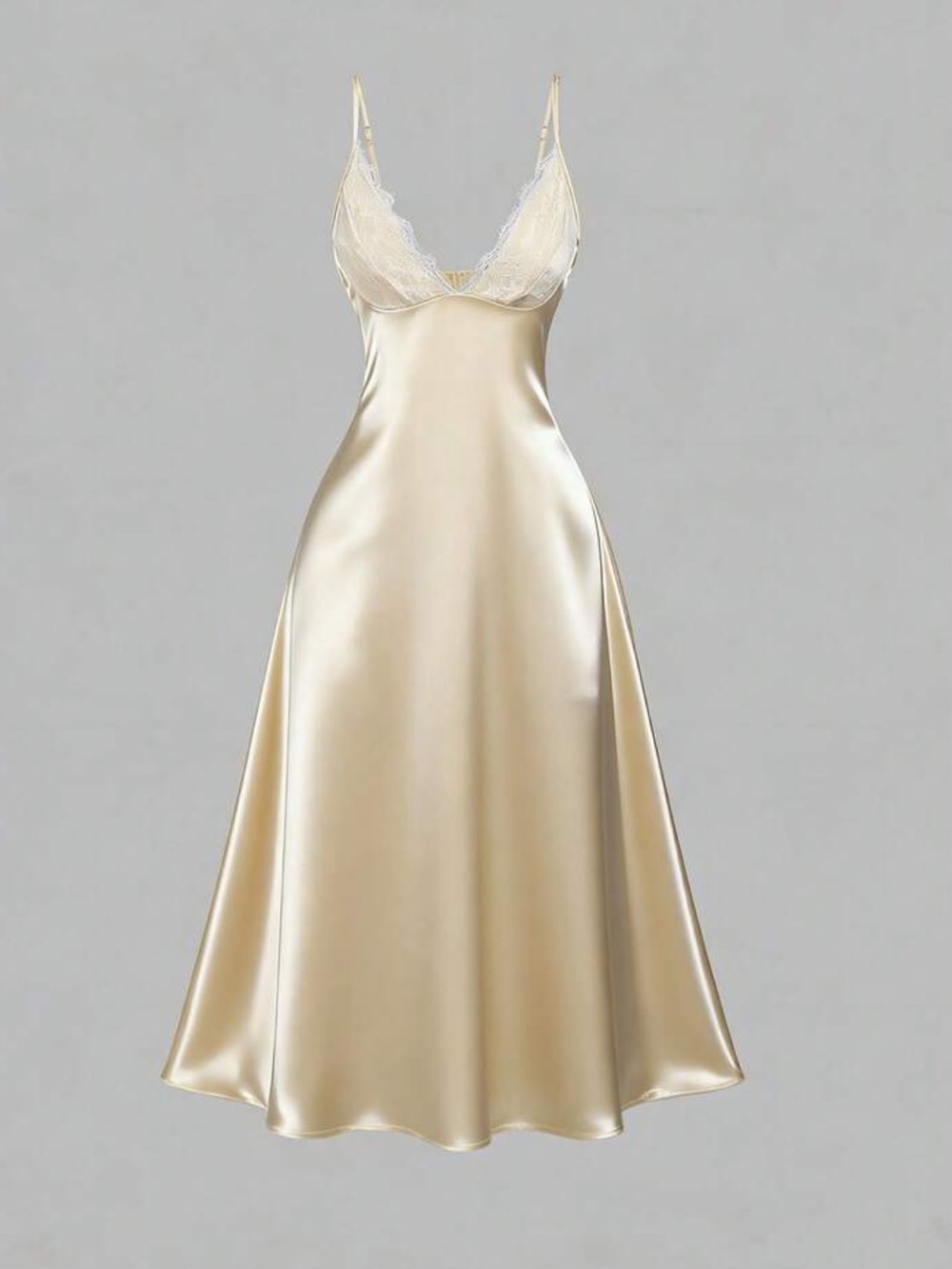 SHEIN• Silky Lace Trim Dress